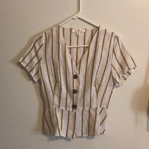 White and Yellow Striped Shirt